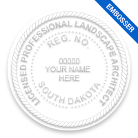 This professional landscape architect embosser for the state of South Dakota adheres to state regulations and provides top quality impressions.