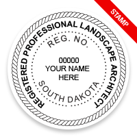 This professional registered landscape architect stamp for the state of South Dakota adheres to state regulations & provides top quality impressions.