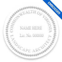 This professional landscape architect embosser for the state of Virginia adheres to state regulations and provides top quality impressions.