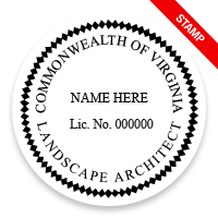 This professional landscape architect stamp for the state of Virginia adheres to state regulations & provides top quality impressions. Orders over $75 ship free.