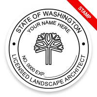 This professional landscape architect stamp for the state of Washington adheres to state regulations and provides top quality impressions.
