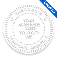 This professional landscape architect embosser for the state of Wisconsin adheres to state regulations and provides top quality impressions.