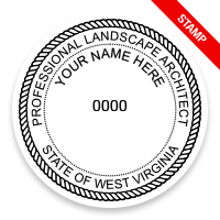 This professional landscape architect stamp for the state of West Virginia adheres to state regulations and provides top quality impressions.