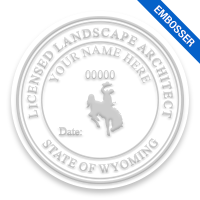 This professional landscape architect embosser for the state of Wyoming adheres to state regulations and provides top quality impressions.