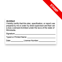 This professional architect certification stamp for the state of Minnesota adheres to state regulations & provides top quality impressions.