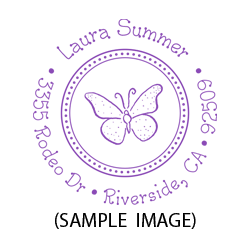 Butterfly round monogram address stamp in 
11 vibrant ink colors and choose between 3 impression mounts. Fast & free shipping on orders over $45!