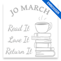 Personalize this 2" square book embosser. Coffee on stacked books design. Available on the EH desk long reach. Fast shipping.