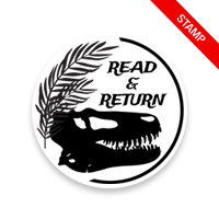 Round library 1-5/8" stamp comes on 6 mount options: wood, self-ink or pre-ink. Personalize this prehistoric creature design to fit your needs. Ships fast.