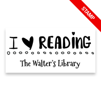 Customize this love of reading 1-1/2" x 3" rectangle book stamp. 4 mount options available. Wood, self-inking and pre-inking. Fast shipping.