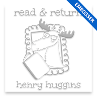 Personalized 2" square book embosser. Reading moose design. Available on the EH desk long reach. Fast shipping.