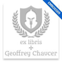 Tailor-made 2" square library embosser. Ex libris shield design. Available on the EH desk long reach. Fast shipping.