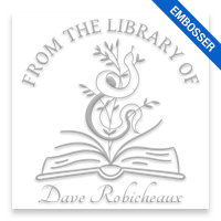 Custom-made 2" square book embosser. Snake in open book design. Available on the EH desk long reach. Fast shipping.