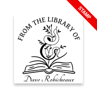 Personalized 1-5/8" square book stamp. Snake in open book design. 7 mount options available. Wood, self-inking and pre-inking. Fast shipping.