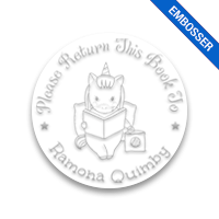Tailor-made 1-5/8" round book embosser. Studious unicorn design. 3 different mount options available. Desk, gift and pocket. Fast shipping.