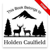 Made-to-order 2" square book embosser. Deer in the woods design. 3 mount options available. Wood hand stamp and pre-inking. Fast shipping.