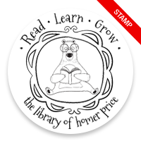 Personalize this 2" round book stamp. Reading bear design. 6 mount options available. Wood, self-inking and pre-inking. Fast shipping.