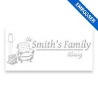 Customize this 1" x 2" rectangle book embosser. Reading nook design. 6 mount options available. Wood, self-inking, pocket & pre-inking. Fast shipping.