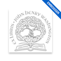 Custom-made 1-5/8" square book embosser. Ex libris tree of life design. 3 mount options available. Desk, gift and pocket. Fast shipping.