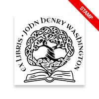 Custom-made 1-5/8" square book stamp. Ex libris tree of life design. 7 mount options available. Wood, self-inking and pre-inking. Fast shipping.