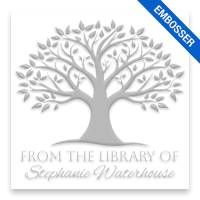 Personalized 2" square book embosser. Blossoming tree design. Available on the EH desk long reach. Fast shipping.