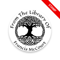 Custom-made 1-5/8" round book stamp. Celtic tree of life design. 6 mount options available. Wood, self-inking and pre-inking. Fast shipping.