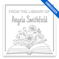 Customize this 2" square book embosser. Flowering open book design. Available on the EH desk long reach. Fast shipping.