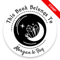 Customizable 2" round book stamp. Moon crystals design. 6 mount options available. Wood, self-inking and pre-inking. Fast shipping.