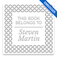 Tailor-made 2" square book embosser. Celtic border design. Available on the EH desk long reach. Fast shipping.