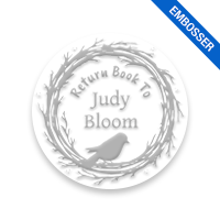 Made-to-order 1-5/8" round book embosser. Bird on branch border design. 3 different mount options available. Desk, gift and pocket. Fast shipping.