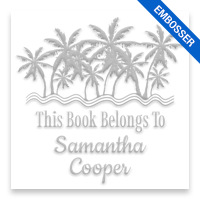 Made-to-order 2" square book embosser. Palm beach design. Available on the EH desk long reach. Fast shipping.