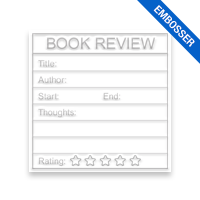 Tailor-made 1-5/8" square book embosser. Notepad book review design. 3 mount options available. Desk, gift and pocket. Fast shipping.