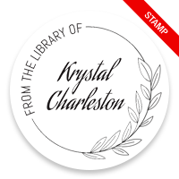Made-to-order 2" round book stamp. Line and leaf border design. 6 mount options available. Wood, self-inking and pre-inking. Fast shipping.