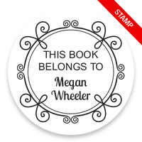 Tailor-made 2" round book stamp. Decorative border design. 6 mount options available. Wood, self-inking and pre-inking. Fast shipping.