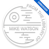 Customize this 2" round book embosser. Death star galaxy design. 4 mount options available. Desk, gift, pocket and EX long reach. Fast shipping.