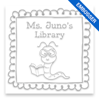 Made-to-order 2" square book embosser. Doodle bookworm design. Available on the EH desk long reach. Fast shipping.