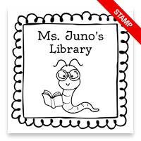 Made-to-order 2" square book stamp. Doodle bookworm design. 3 mount options available. Wood hand stamp and pre-inking. Fast shipping.