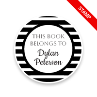 Customize this 1-5/8" round book stamp. Bold stripes design. 6 mount options available. Wood, self-inking and pre-inking. Fast shipping.