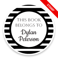 Made-to-order 2" round book stamp. Bold stripes design. 6 mount options available. Wood, self-inking and pre-inking. Fast shipping.