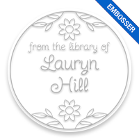 Personalize this 2" round book embosser. Leaves w/ flowers design. 4 mount options available. Desk, gift, pocket and EX long reach. Fast shipping.