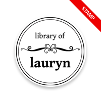 Tailor-made 1-5/8" round book stamp. Curvy line divider design. 6 mount options available. Wood, self-inking and pre-inking. Fast shipping.