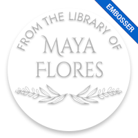 Personalized 2" round book embosser. Laurel leaves design. 4 mount options available. Desk, gift, pocket and EX long reach. Fast shipping.