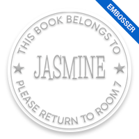 Personalized 2" round book embosser. Single line border w/ stars design. 4 mount options available. Desk, gift, pocket & EX long reach. Fast shipping.