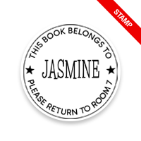Custom-made 1-5/8" round book embosser. Single line border w/ stars design. 3 different mount options available. Desk, gift and pocket. Fast shipping.