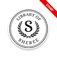 Made-to-order 1-5/8" round book stamp. Initial w/ laurel leaves design. 6 mount options available. Wood, self-inking and pre-inking. Fast shipping.