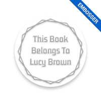Customizable 1-5/8" round book embosser. Branch border design. 3 different mount options available. Desk, gift and pocket. Fast shipping.