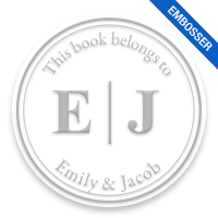 Personalized 2" round book embosser. Dbl line w/ initial border design. 4 mount options available. Desk, gift, pocket & EX long reach. Fast shipping.