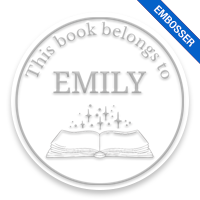 Tailor-made 2" round book embosser. Sparkle open book design. 4 mount options available. Desk, gift, pocket and EX long reach. Fast shipping.