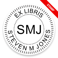 Customize this 2" round book stamp. Knurled border w/ initials design. 6 mount options available. Wood, self-inking and pre-inking. Fast shipping.