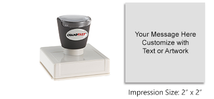 Design this 2" x 2" ChampFast XL-5050 stamp with up to 10 lines of text of custom artwork. Perfect for logos, labels, gift tags, small office stamps and more!