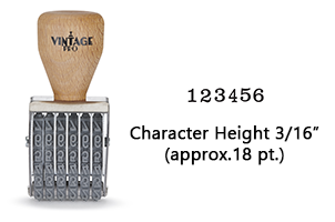 This COLOP non-self-inker 2-6 has a character height of 3/16" & includes 6 bands w/ custom options. Ink pad sold separately. Orders ship free over $100!